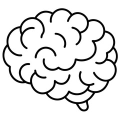 Simple black and white line drawing of a human brain with no shading or color