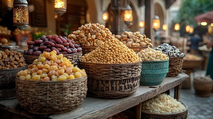 Dried Fruits & Nuts Display in an Arabian Market