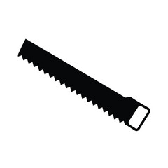 Minimal black silhouette of a saw on a white background