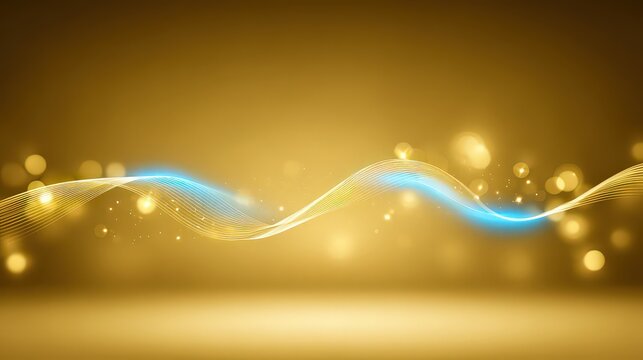 A dynamic wave of golden light swirls through a soft backdrop, embodying elegance and motion, This image serves well for projects related to luxury, creativity, and innovation,