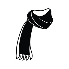 Minimalist black scarf silhouette on white background