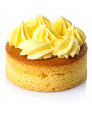 Round cake topped with yellow frosting