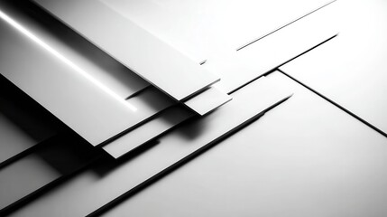 Abstract composition of layered surfaces in shades of white and gray creates a modern aesthetic, Ideal for minimalist designs, corporate branding, and creative projects,
