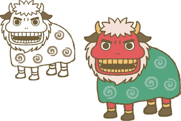 Japanese Shishimai (Lion Dance) Illustration 