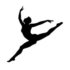 Vector art of silhouette of a female ballet dancer performing a dynamic leap