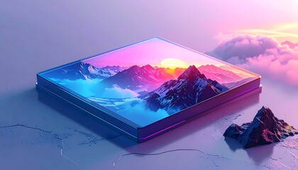 Digital frame of mountain sunrise