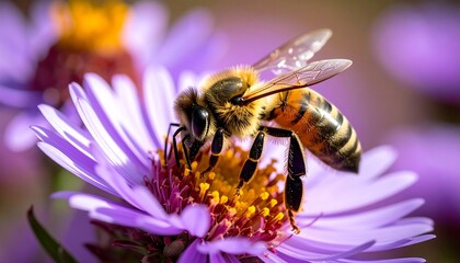 Honeybee on purple flower
