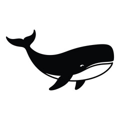 Silhouette of a majestic whale in black and white sea creature art for design © BIPUL
