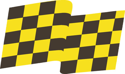 Editable yellow and black checkered racing safety flag with transparent background 