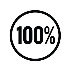 Black and White Vector Illustration of a 100 Percent Badge Icon