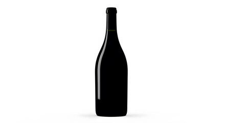 Dark wine bottle isolated on white background. Alcohol beverage container for winery and dining concept.
