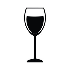 Elegant black silhouette of a wine glass on a white background