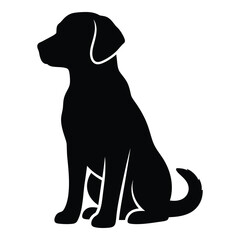 Black labrador dog silhouette sitting patiently side profile realistic animal art