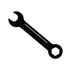 Black wrench silhouette on white background icon