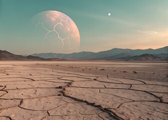 alien barren desert glowing cracks