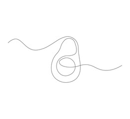 One line avocado icon. White image background. Continuous line drawing of avocado. Vector illustration. Avocado linear icon, Avocado Line icon, Sketch and Doodle Design.