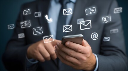 Business people use internet for information and browsing information network concept
