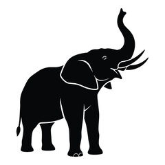 Majestic african elephant silhouette with trunk raised in celebration and power