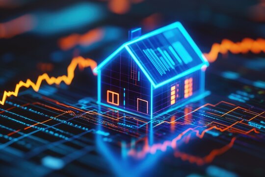 Neon Blue Mortgage Interest Rate Chart Visualization - Powered by Adobe