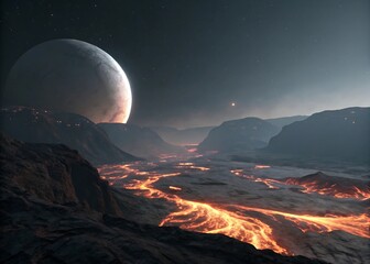 alien volcanic plateau glowing softly