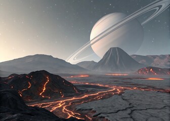 alien volcanic plateau glowing cracks