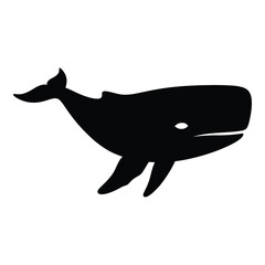Black silhouette of a sperm whale underwater majestic ocean creature silhouette © BIPUL