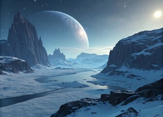elegant alien tundra frozen lakes