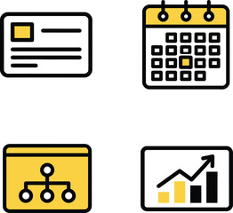 Business icons for planning organization and growth