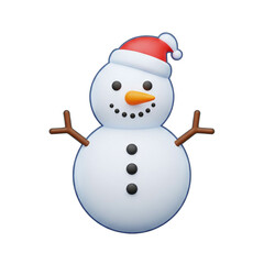 Cute snowman icon with Santa hat for Christmas
