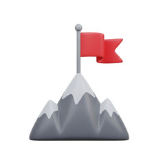 Mountain peak with red flag for success © PNG Lab