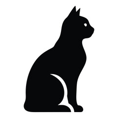 Elegant silhouette of a black cat sitting profile view domestic feline companion