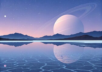 minimal alien salt flats twilight reflection