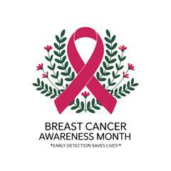 Obraz premium Breast Cancer Awareness Pink Ribbon Illustration. October Awareness Campaign Design