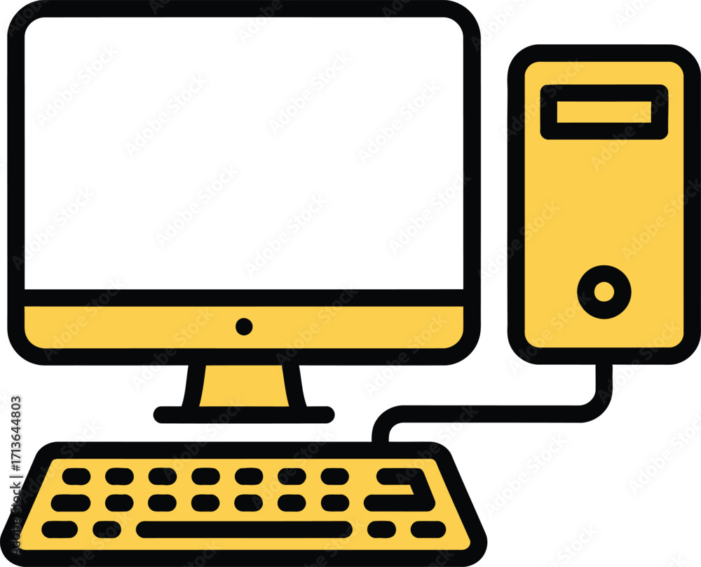 Poster simple illustration of a desktop computer setup
