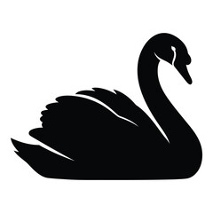Elegant silhouette of a black swan gracefully floating symbolizing beauty and serenity