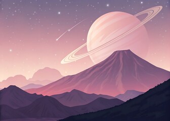 minimal alien volcanic ridge glowing pastel sky