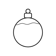 Simple outline of a christmas ornament ball on transparent background