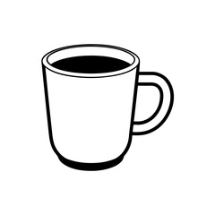 Illustration of a simple coffee cup outline on transparent background
