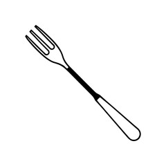 Illustration of a three pronged dessert fork on transparent background