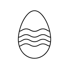 Easter egg with wavy line pattern outline on transparent background