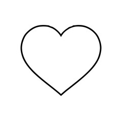 Outline of a simple heart shape on white on transparent background
