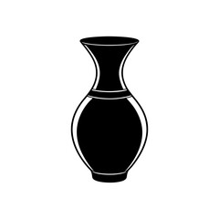 Illustration of a black decorative vase art on transparent background