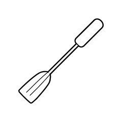 Outline drawing of a kitchen spatula tool on transparent background