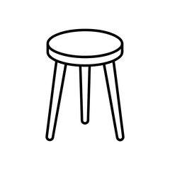 Illustration of a simple three legged stool on transparent background