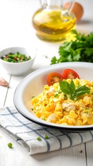 Delicious Scrambled Eggs with Tomatoes.
