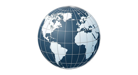 Blue Globe with Visible Continents isolated PNG with Transparent Background