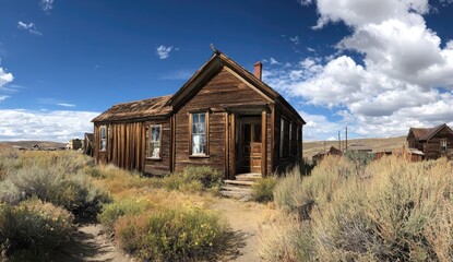 Old wooden house in a deserted town