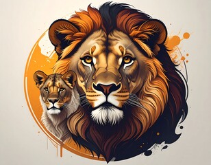 Digital lion portrait
