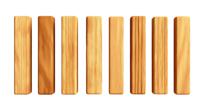 Eight light-toned wooden planks