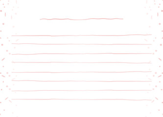 Minimalist lined note paper illustration with scattered soft pink border decoration, simple stationery design for writing or journaling.